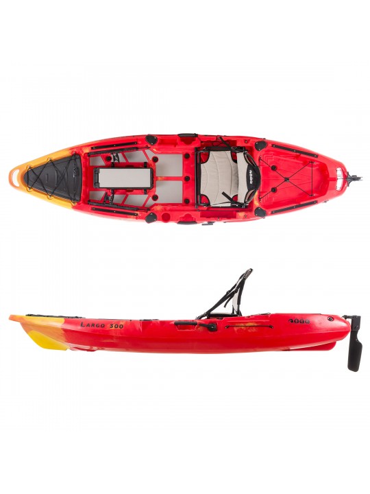 SCK - SCK Largo 300 Μονοθέσιο Pedal Kayak ready με αλουμινίου κάθισμα και τιμονιέρα | Κόκκινο-Κίτρινο