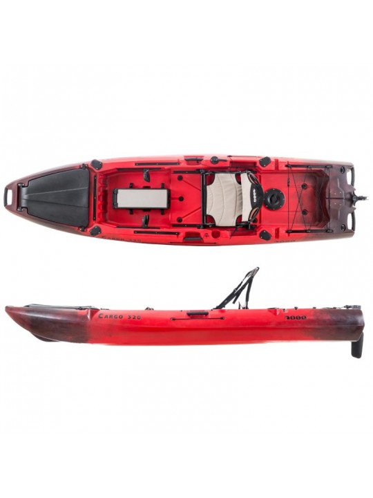 SCK - SCK Cargo 320 Μονοθέσιο Pedal Kayak ready με αλουμινίου κάθισμα και τιμονιέρα | Μαύρο-Κόκκινο
