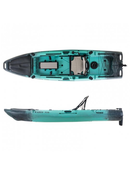SCK - SCK Cargo 320 Μονοθέσιο Pedal Kayak ready με αλουμινίου κάθισμα και τιμονιέρα | Μαύρο-Τυρκουάζ