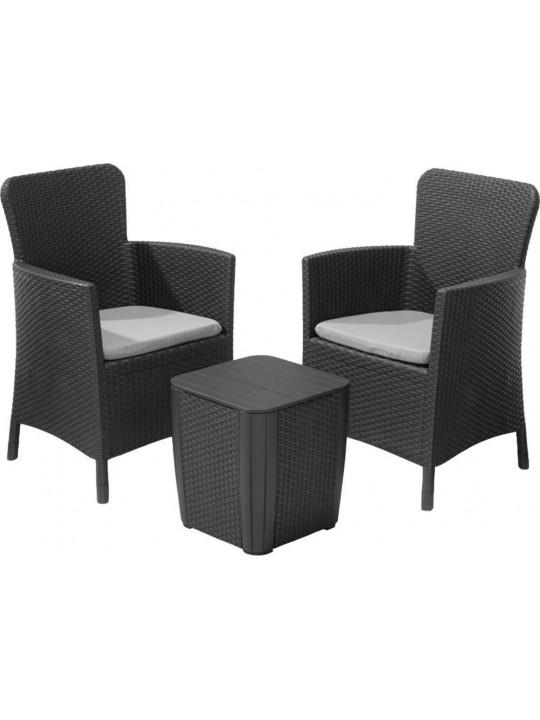 Keter  Σετ Τραπέζι και Πολυθρόνες Miami, 3τμχ Γραφίτης -2610000