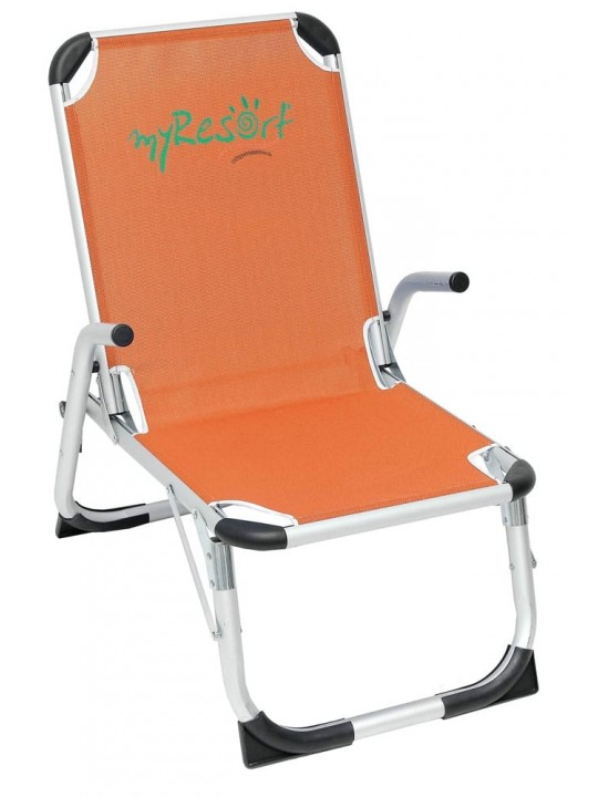 myResort ΚΑΡΕΚΛΑ ΠΑΡΑΛΙΑΣ ΑΛΟΥΜΙΝΙΟΥ ΠΟΡΤΟΚΑΛΙ ΜΕ ΜΠΡΑΤΣΑ  ΕΝΙΣΧΥΜΕΝΗ KING SIZE- ΨΗΛΗ ΠΛΑΤΗ & ΠΟΔΙΑ -ΤΕΧΤ 2x1