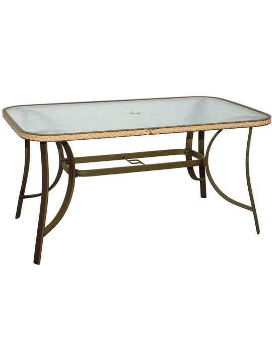 ΤΡΑΠΕΖΙ  ΑΛΟΥΜΙΝΙΟΥ ΜΠΡΟΝΖΕ ΜΕ ΓΥΑΛΙ & ΜΕ ΚΟΤΣΙΔΑ-ΔΙΑΣΤΑΣΕΙΣ: L120xW70xH71cm