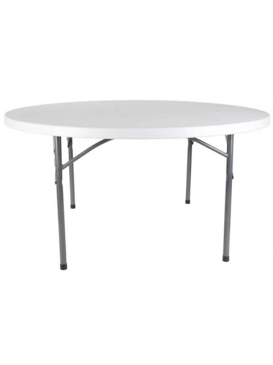 ΤΡΑΠΕΖΙ ΜΕΤΑΛΛΙΚΟ  CATERING  ΜΟΝΟΚΟΜΜΑΤΟ  ΣΤΡΟΓΓΥΛΟ ΠΤΥΣΣΟΜΕΝΟ ΛΕΥΚΟ-ΔΙΑΣΤΑΣΕΙΣ: L150,7xH74cm