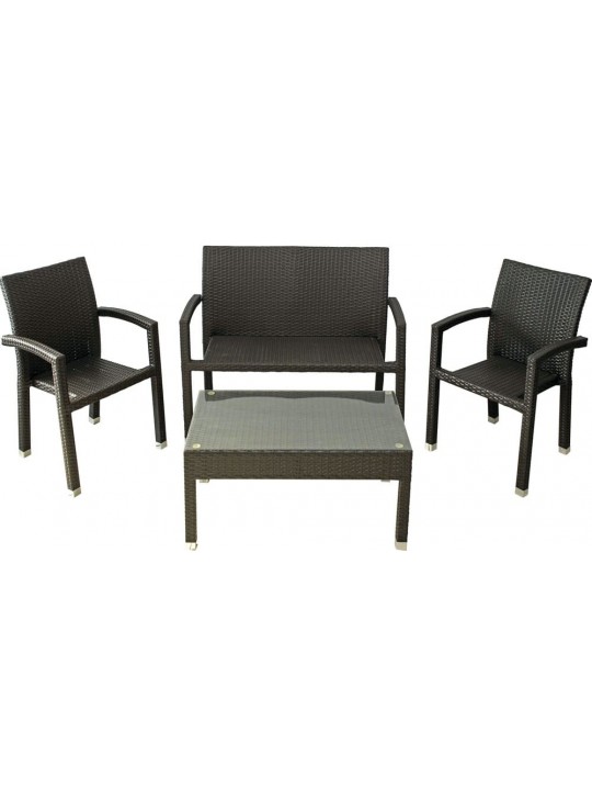 ΣΑΛΟΝΙ RATTAN 4 ΤΕΜΑΧΙΩΝ ΚΑΦΕ ΔΥΟ ΤΟΝΩΝ ΜΕ ΣΚΕΛΕΤΟ ΑΛΟΥΜΙΝΙΟΥ