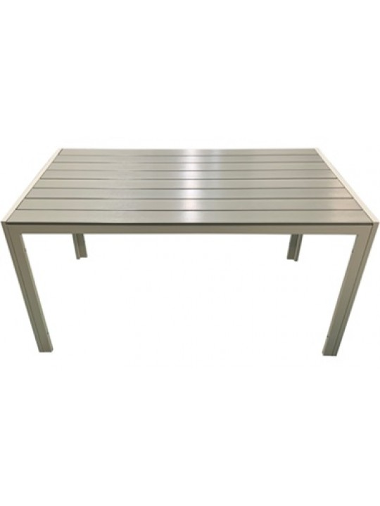 ΤΡΑΠΕΖΙ ΑΛΟΥΜΙΝΙΟΥ ΜΕ ΣΥΝΘΕΤΙΚΟ ΞΥΛΟ POLYWOOD -ΑΝΟΙΧΤΟ ΓΚΡΙ - ΔΙΑΣΤΑΣΕΙΣ: L140xW80xH72cm- ΔΙΑΤΙΘΕΤΑΙ  ΩΣ ΣΕΤ ΜΕ ΤΗΝ ΚΑΡΕΚΛΑ 180-4871