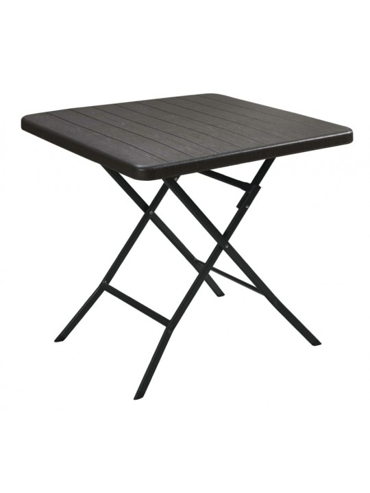 ΤΡΑΠΕΖΙ ΜΕΤΑΛΛΙΚΟ  CATERING ΠΤΥΣΣΟΜΕΝΟ  ΣΠΑΣΤΟ ΣΕ ΑΠΟΜΙΜΗΣΗ ΞΥΛΟΥ-ΔΙΑΣΤΑΣΕΙΣ: L78xW78xH74cm