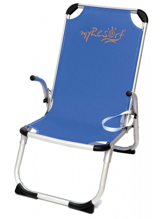 myResort ΚΑΡΕΚΛΑ ΠΑΡΑΛΙΑΣ  ΡΑΒΔΩΤΟ ΑΛΟΥΜΙΝΙΟ ΜΠΛΕ  ΜΕ ΜΠΡΑΤΣΑ  ΕΝΙΣΧΥΜΕΝΗ KING SIZE -ΨΗΛΗ ΠΛΑΤΗ -ΤΕΧΤ 2x1