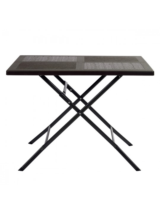 ΤΡΑΠΕΖΙ ΜΕΤΑΛΛΙΚΟ  CATERING ΠΤΥΣΣΟΜΕΝΟ ΣΠΑΣΤΟ ΣΕ ΑΠΟΜΙΜΗΣΗ ΞΥΛΟΥ-ΚΑΦΕ-ΔΙΑΣΤΑΣΕΙΣ: L100xW70xH74cm