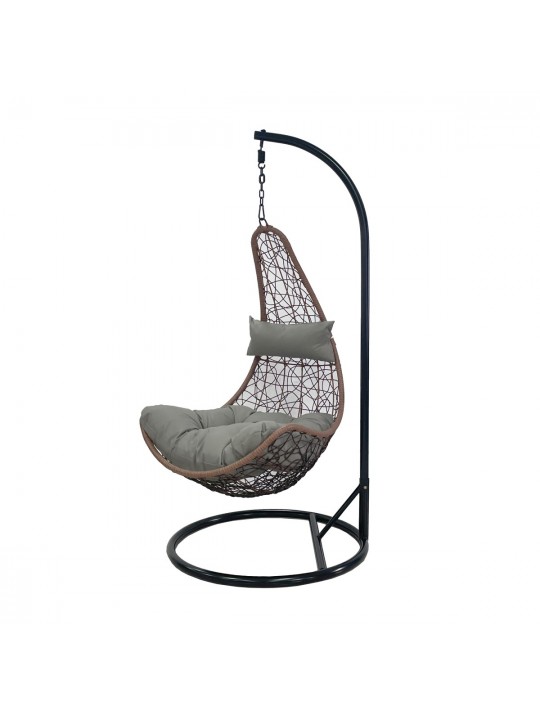 ΚΡΕΜΑΣΤΗ ΠΟΛΥΘΡΟΝΑ  ΜΕ ΡΕ RATTAN ΚΑΦΕ ΔΥΟ ΤΟΝΩΝ ME ΒΑΣΗ ΚΑΙ ΙΣΤΟ ΜΕΤΑΛΛΙΚΟ ΣΕ ΜΑΥΡΟ ΧΡΩΜΑ