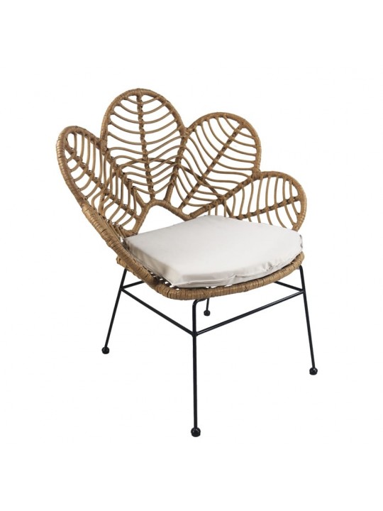 Καρέκλα Κήπου ArteLibre ALFIUS Φυσικό/Μαύρο Μέταλλο/Rattan 72x62x86cm