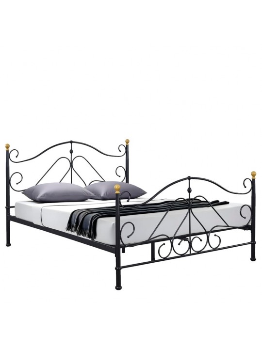 Κρεβάτι ArteLibre EVELYN Μεταλλικό Semy Glossy Black 210x159x109cm (Στρώμα 150x200cm)