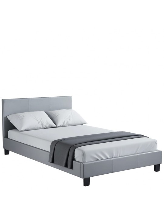Κρεβάτι ArteLibre AZALEA Γκρι PU 213x131x88cm (Στρώμα 120x200cm)