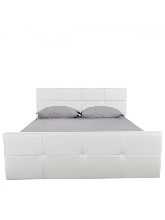 Κρεβάτι ArteLibre ANEMONE Λευκό PU Με Αποθηκευτικό Χώρο 217.5x170.5x100cm (Στρώμα 160x200cm)