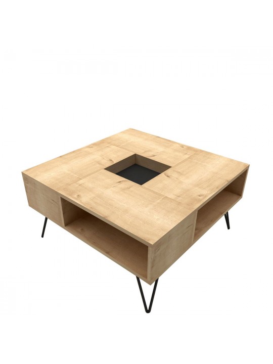 Τραπεζάκι Σαλονιού ArteLibre DONOUSA Δρυς/Μαύρο 80x80x38.6cm