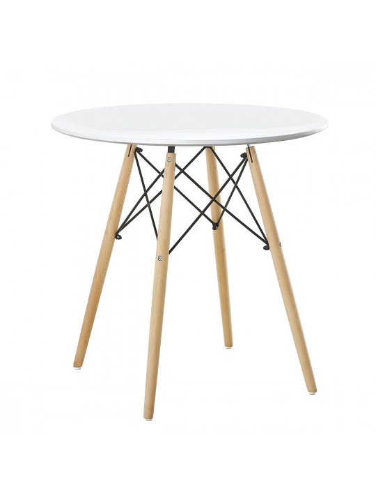 Τραπέζι ArteLibre RAPTOR Λευκό MDF/Ξύλο Φ70x74cm