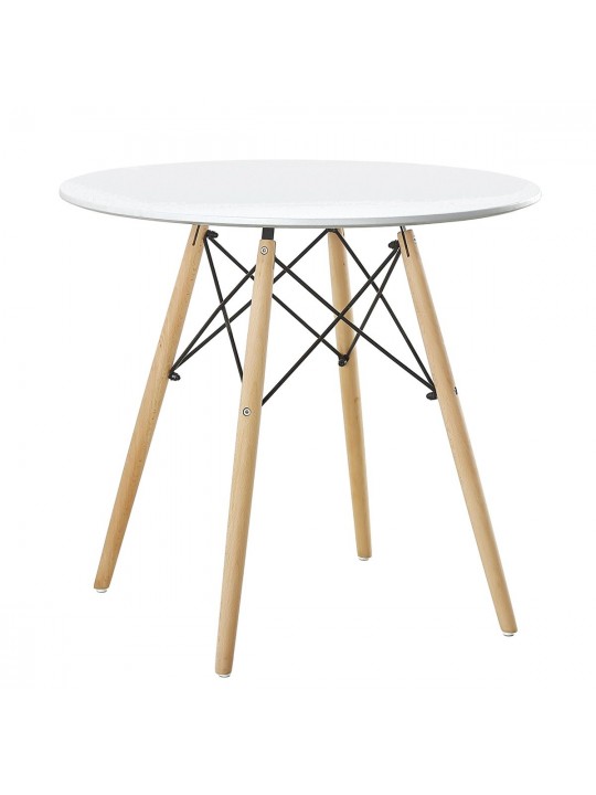 Τραπέζι ArteLibre RAPTOR Λευκό MDF/Ξύλο Φ80x74cm