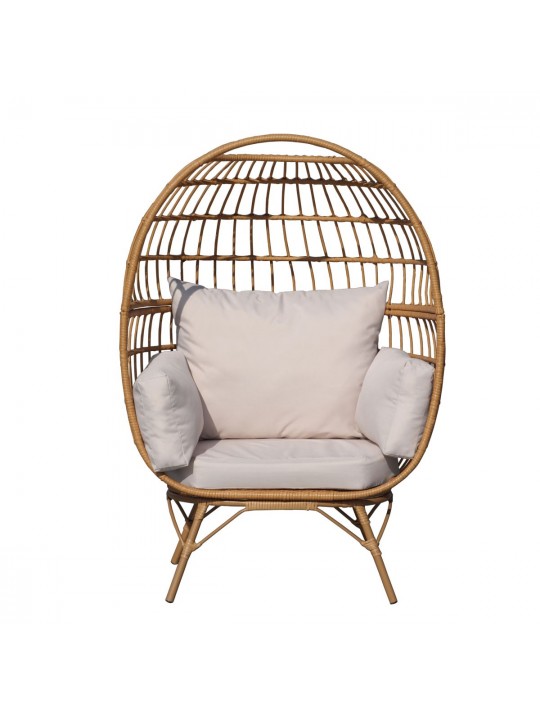 Πολυθρόνα Κήπου ArteLibre DAVEY Φυσικό Μέταλλο/Rattan 98x67x145cm