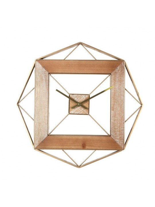 Ρολόι Τοίχου ArteLibre Χρυσό/Φυσικό Μέταλλο/MDF 51x51x4.5cm