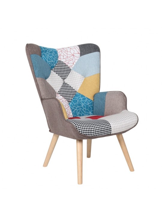 Πολυθρόνα ArteLibre BRIAR Πολύχρωμο Patchwork Ύφασμα/Ξύλο 73x69x96cm