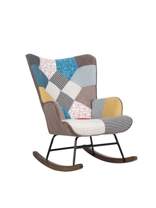 Πολυθρόνα Κουνιστή ArteLibre GERDA Patchwork Ύφασμα/Μέταλλο/Ξύλο 84x69x90cm