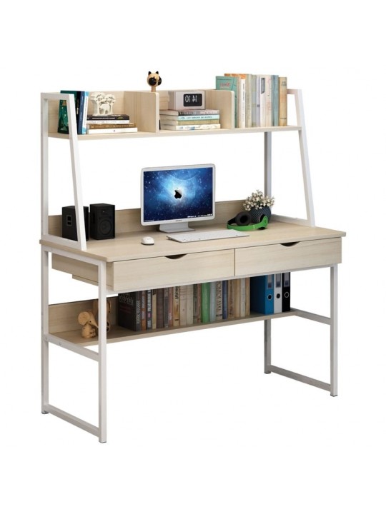Γραφείο ArteLibre LILY FRANS Maple/Λευκό MDF/Μέταλλο 100x48x135cm