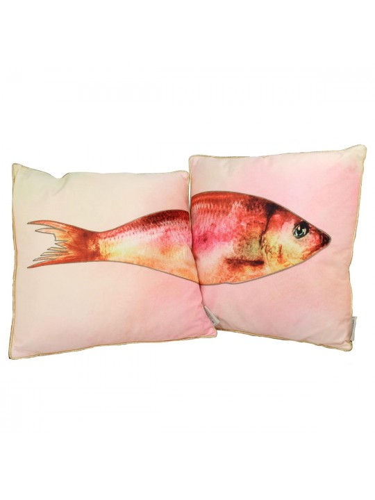 Μαξιλάρι ArteLibre Ψάρι Ροζ Polyester 45x45cm Σετ 2Τμχ