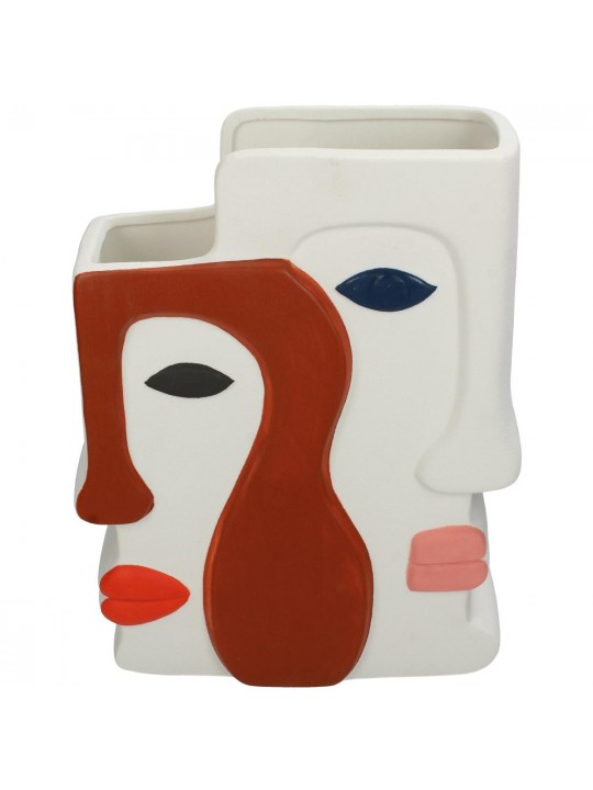 Βάζο ArteLibre Πρόσωπο Πολύχρωμο Κεραμικό 20.7x9.5x26cm