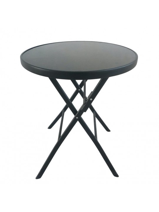 Τραπέζι Μεταλλικό ArteLibre Πτυσσόμενο TAURUS Μαύρο Φ60x70cm