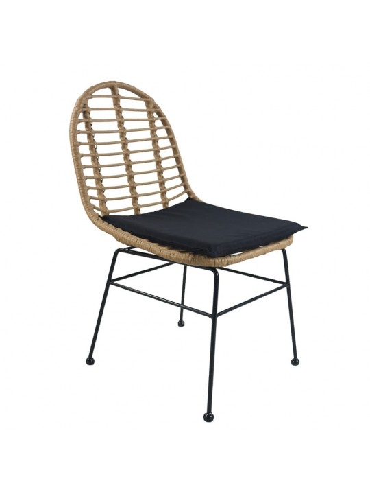 Καρέκλα Κήπου ArteLibre ACCIUS Φυσικό/Μαύρο Μέταλλο/Rattan 49x56x84cm