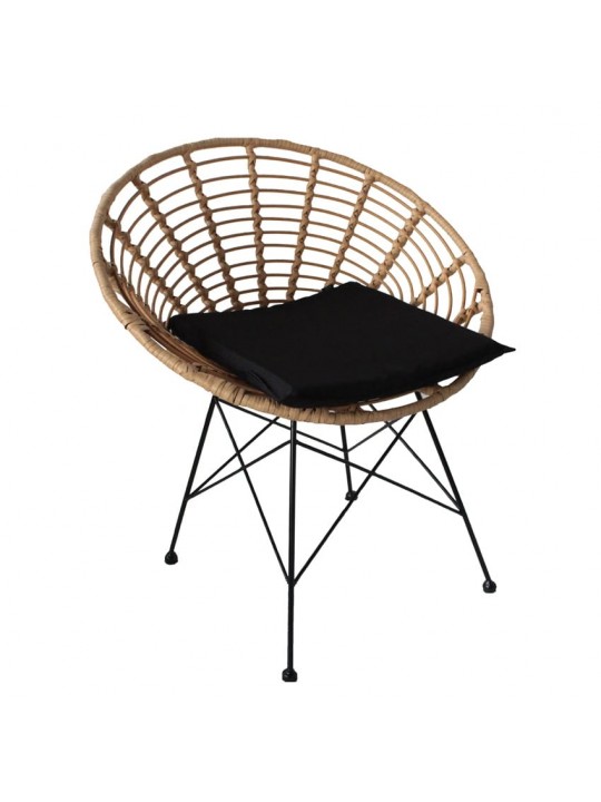 Καρέκλα Κήπου ArteLibre AELIUS Φυσικό/Μαύρο Μέταλλο/Rattan 72x62x78cm