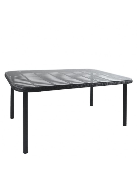 Τραπέζι Κήπου ArteLibre AMPIUS Μαύρο Μέταλλο/Rattan/Γυαλί 160x90x73cm