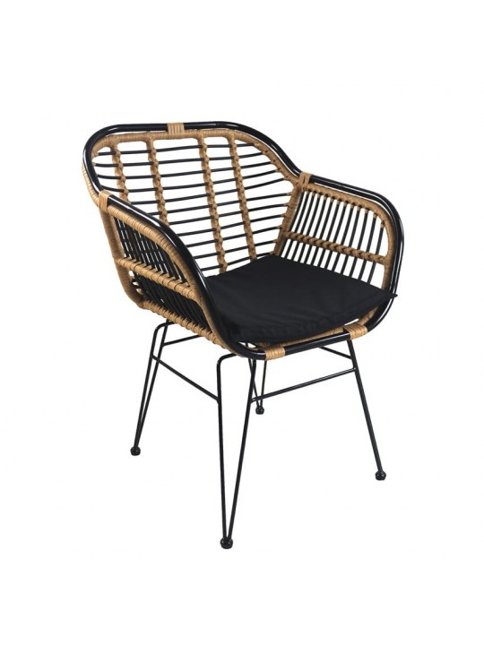 Καρέκλα Κήπου ArteLibre ATINIUS Φυσικό/Μαύρο Μέταλλο/Rattan 58x62x82cm