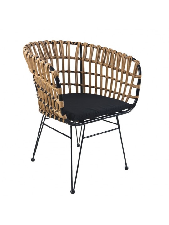 Καρέκλα Κήπου ArteLibre AULIUS Φυσικό/Μαύρο Μέταλλο/Rattan 57x60x78.5cm