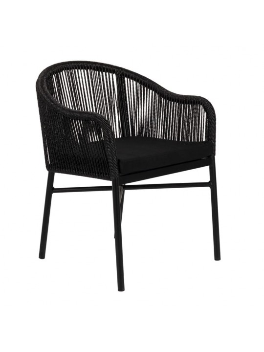 Πολυθρόνα Κήπου ArteLibre KAGERA Μαύρο Αλουμίνιο/Rattan 45x42x84cm