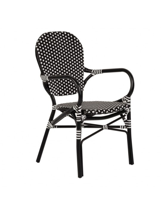Καρέκλα Κήπου ArteLibre BOALI Μαύρο/Λευκό Αλουμίνιο/Rattan 41x45x92cm