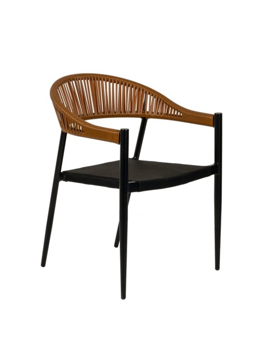 Πολυθρόνα Κήπου ArteLibre LIVINGSTONE Μαύρο/Καφέ Αλουμίνιο/Rattan 56x55x76cm