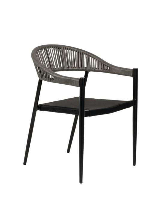 Πολυθρόνα Κήπου ArteLibre LIVINGSTONE Μαύρο/Γκρι Αλουμίνιο/Rattan 56x55x76cm
