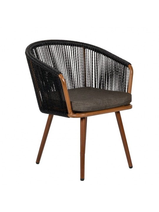 Πολυθρόνα Κήπου ArteLibre LOFOI Μαύρο/Καφέ Αλουμίνιο/Rattan 60x62x81cm
