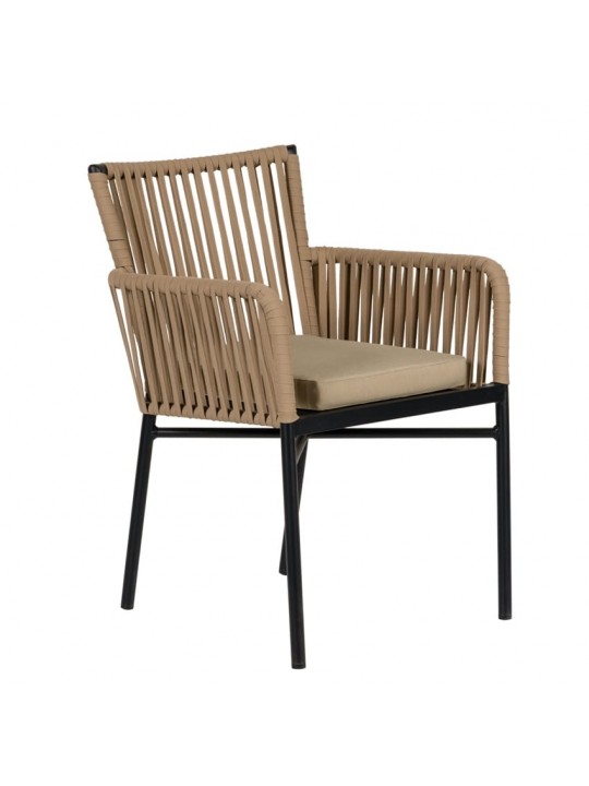Πολυθρόνα Κήπου ArteLibre BLUENILE Μπεζ/Μαύρο Αλουμίνιο/Rattan 56x60x83cm