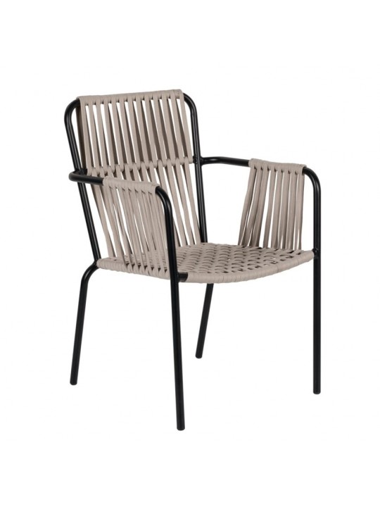 Πολυθρόνα Κήπου ArteLibre DAYA Γκρι/Μαύρο Αλουμίνιο/Rattan 57x67x84cm