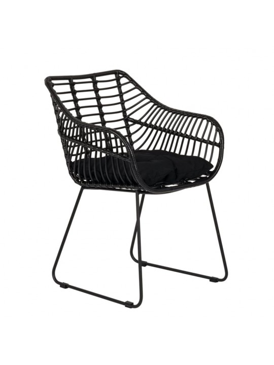 Πολυθρόνα Κήπου ArteLibre KALAMBO Μαύρο Αλουμίνιο/Rattan 56x57x81cm