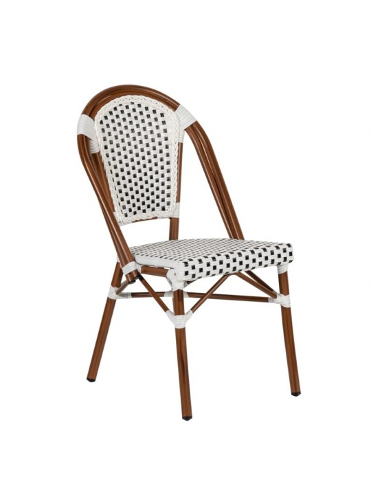 Καρέκλα Κήπου ArteLibre MUTARAZI Λευκό/Μαύρο Αλουμίνιο/Rattan 50x57x85cm