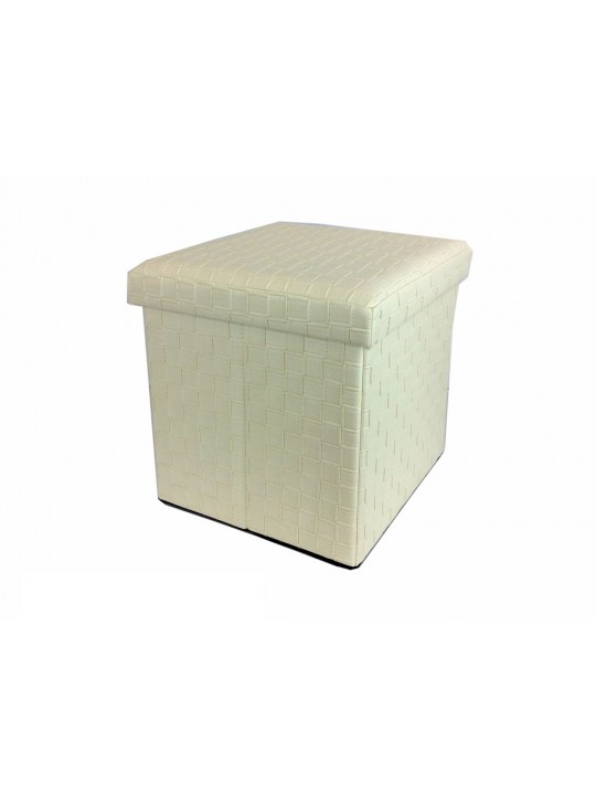 Σκαμπό Με Αποθηκευτικό Χώρο Μπεζ Δέρμα 38x38x38cm