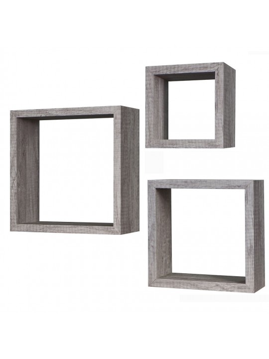 Σετ Ράφια Τοίχου Δρυς Μελαμίνη 15x15x9/20x20x9/25x25x9cm 3Τμχ