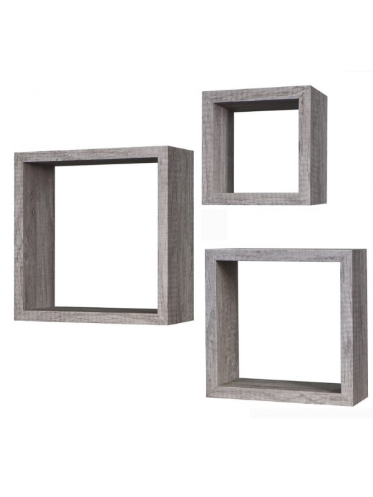 Σετ Ράφια Τοίχου Δρυς Μελαμίνη 25x25x12/30x30x12/35x35x12cm 3Τμχ