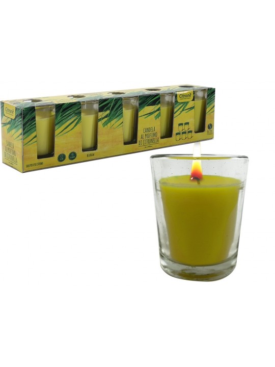 Κερί 45g Άρωμα Lemongrass Σε Γυάλινο Ποτήρι Φ5x6cm Σετ 5Τμχ