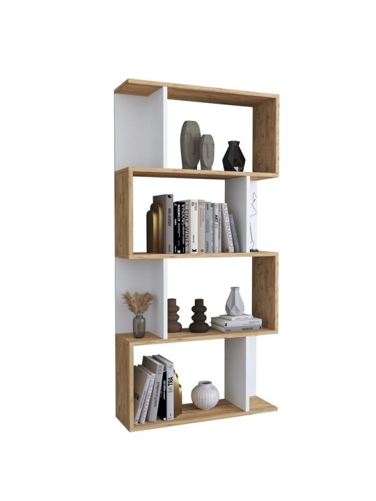 Βιβλιοθήκη ArteLibre CHIUMBO Δρυς/Λευκό Μοριοσανίδα 72x22x147cm