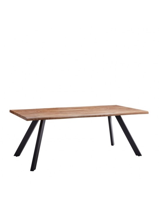 Τραπέζι Τραπεζαρίας ArteLibre AOSA Honey Maple/Μαύρο MDF/Μέταλλο 160x90x76cm