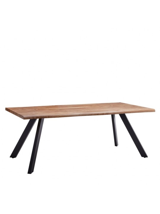 Τραπέζι Τραπεζαρίας ArteLibre AOSA Honey Maple/Μαύρο MDF/Μέταλλο 180x90x76cm