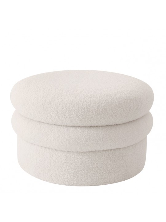 Σκαμπό ArteLibre SPECIOZA Με Αποθηκευτικό Χώρο Λευκό Ύφασμα Cashmere 60x60x35cm